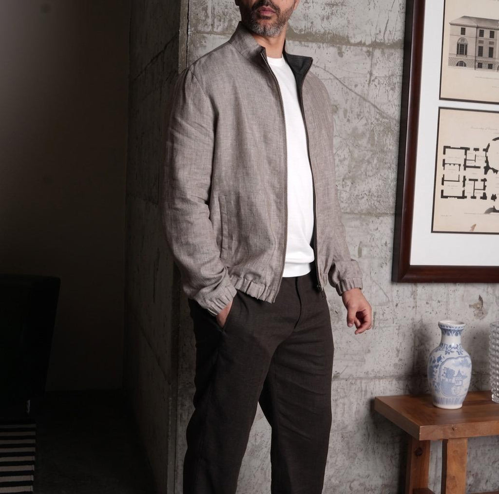 Dune Reversible Linen Bomber