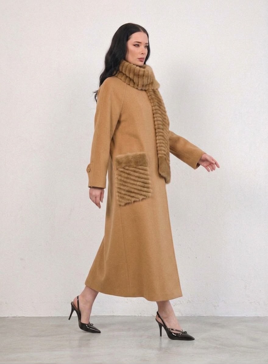 Aurelia Ribbed Fur-Trim Coat