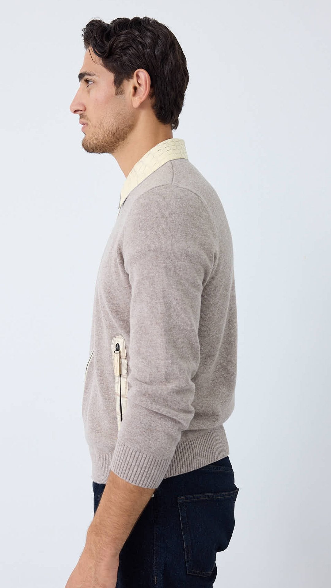 Croc-Collar Knit Jacket