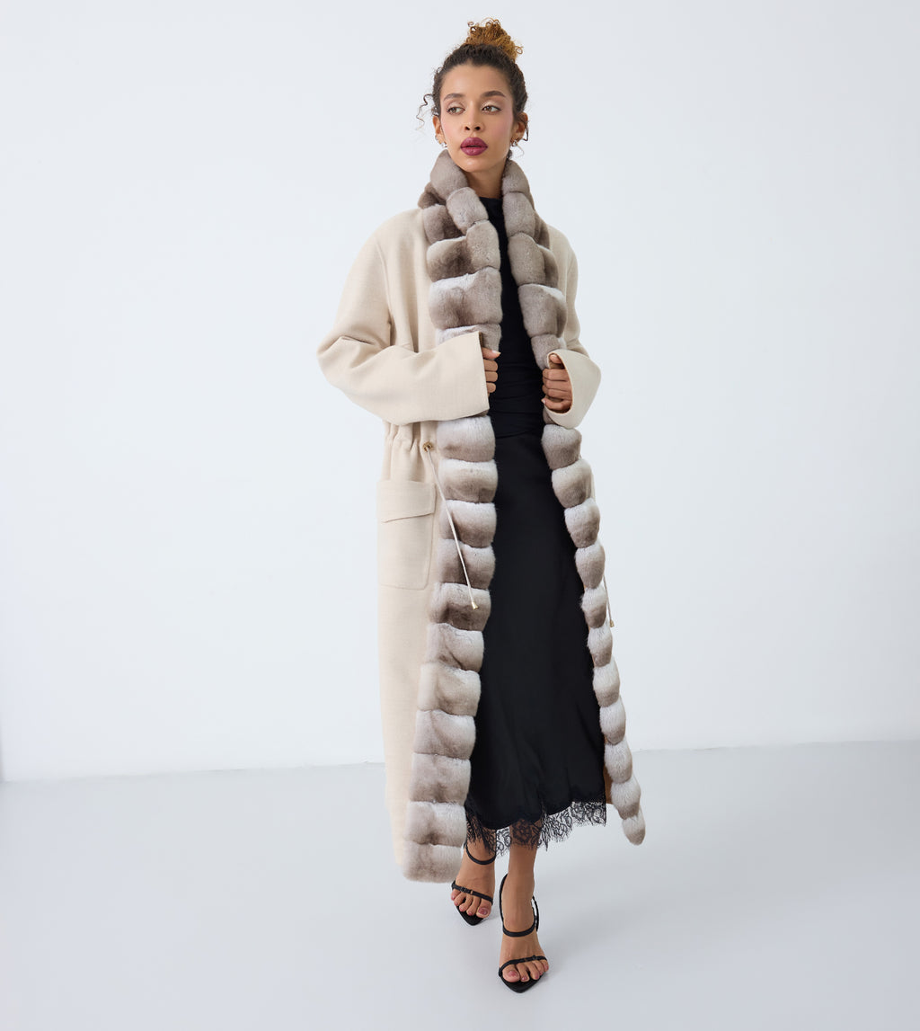 Aurora Fur Trim Long Coat
