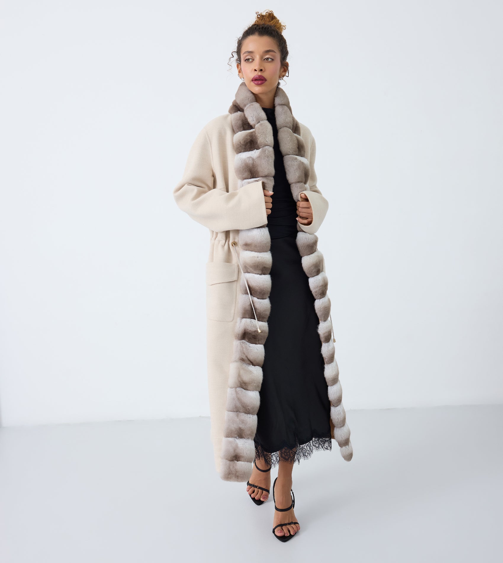 Aurora Fur Trim Long Coat