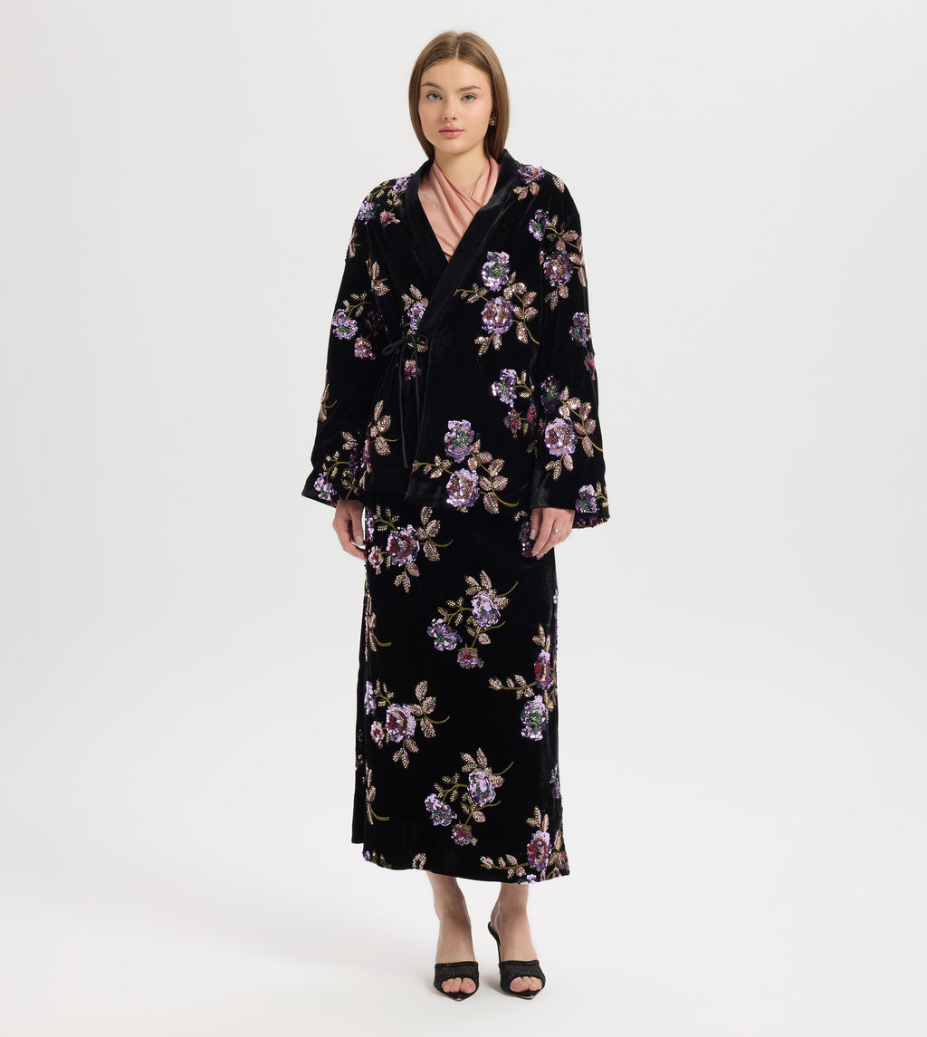 Violet Botanical Embroidered