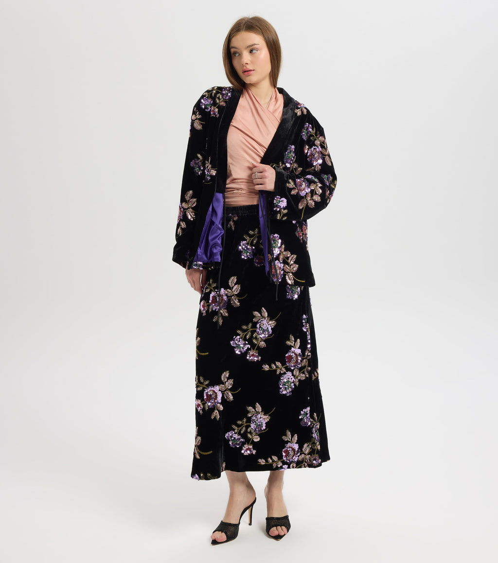 Violet Botanical Embroidered